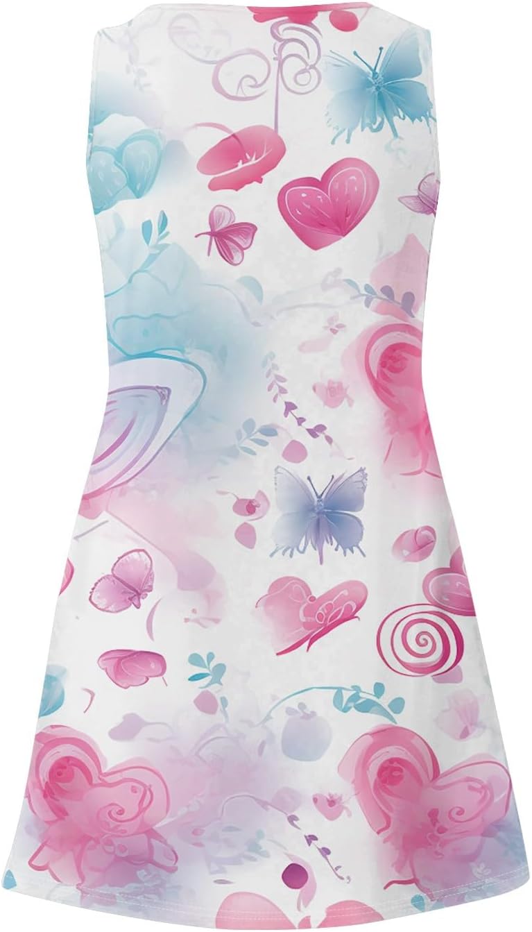 Women's Casual Sundress with Pockets Summer Boho Beach Dress,Holiday Hresses for Woment-Shirts Dress U Neck Loose Tank