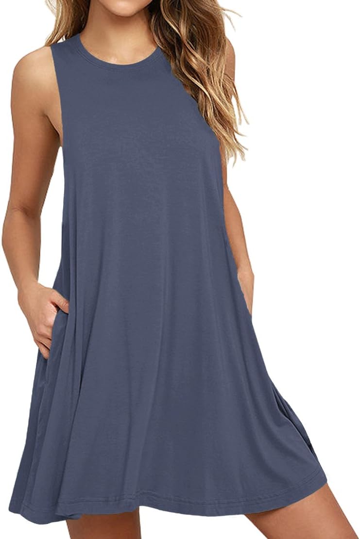 WEACZZY Women Summer Casual Swing T Shirt Dresses Beach Cover up Loose Dress