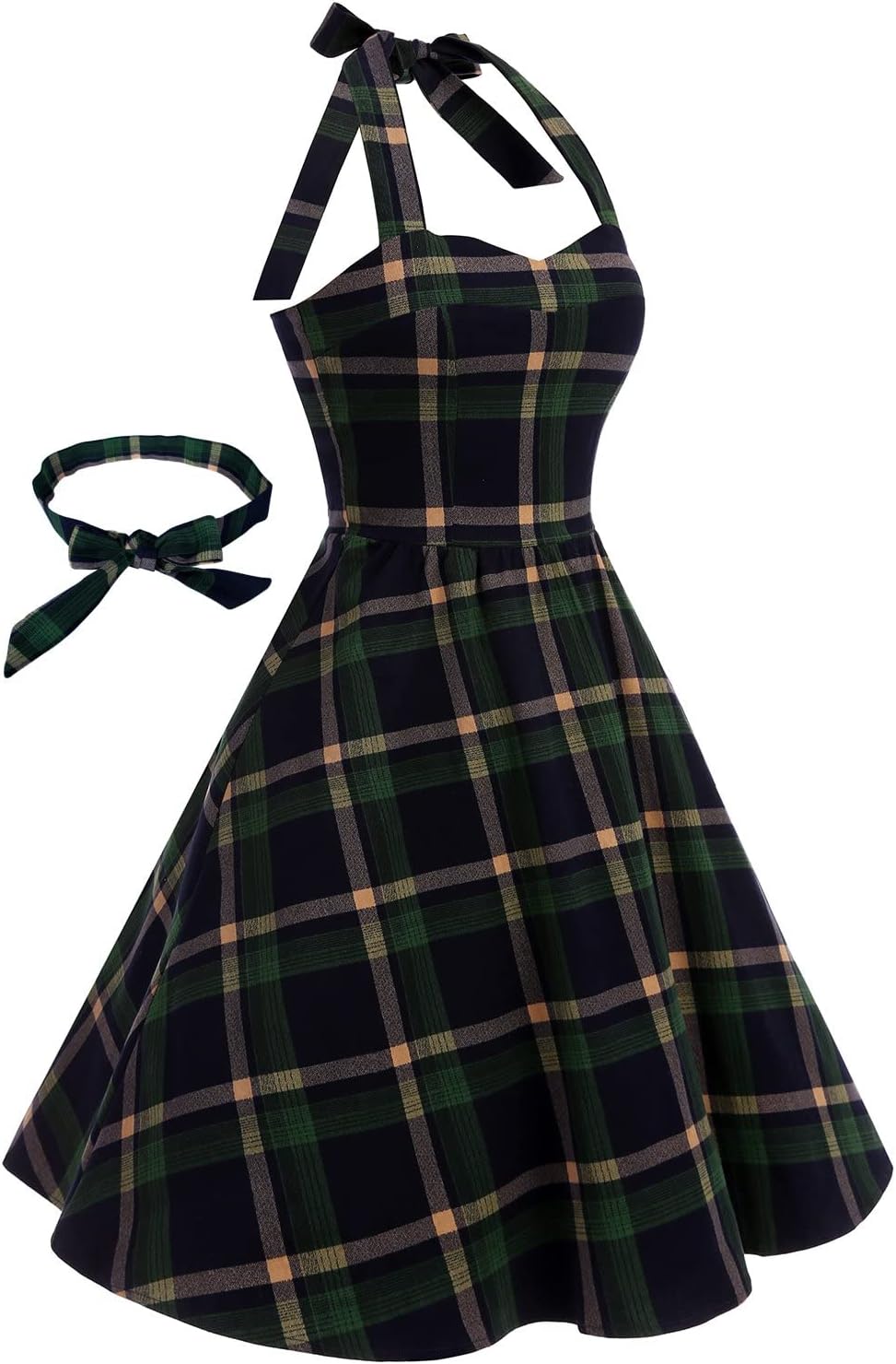 Topdress Women'sVintage Polka Audrey Dress 1950s Halter Retro Cocktail Dress
