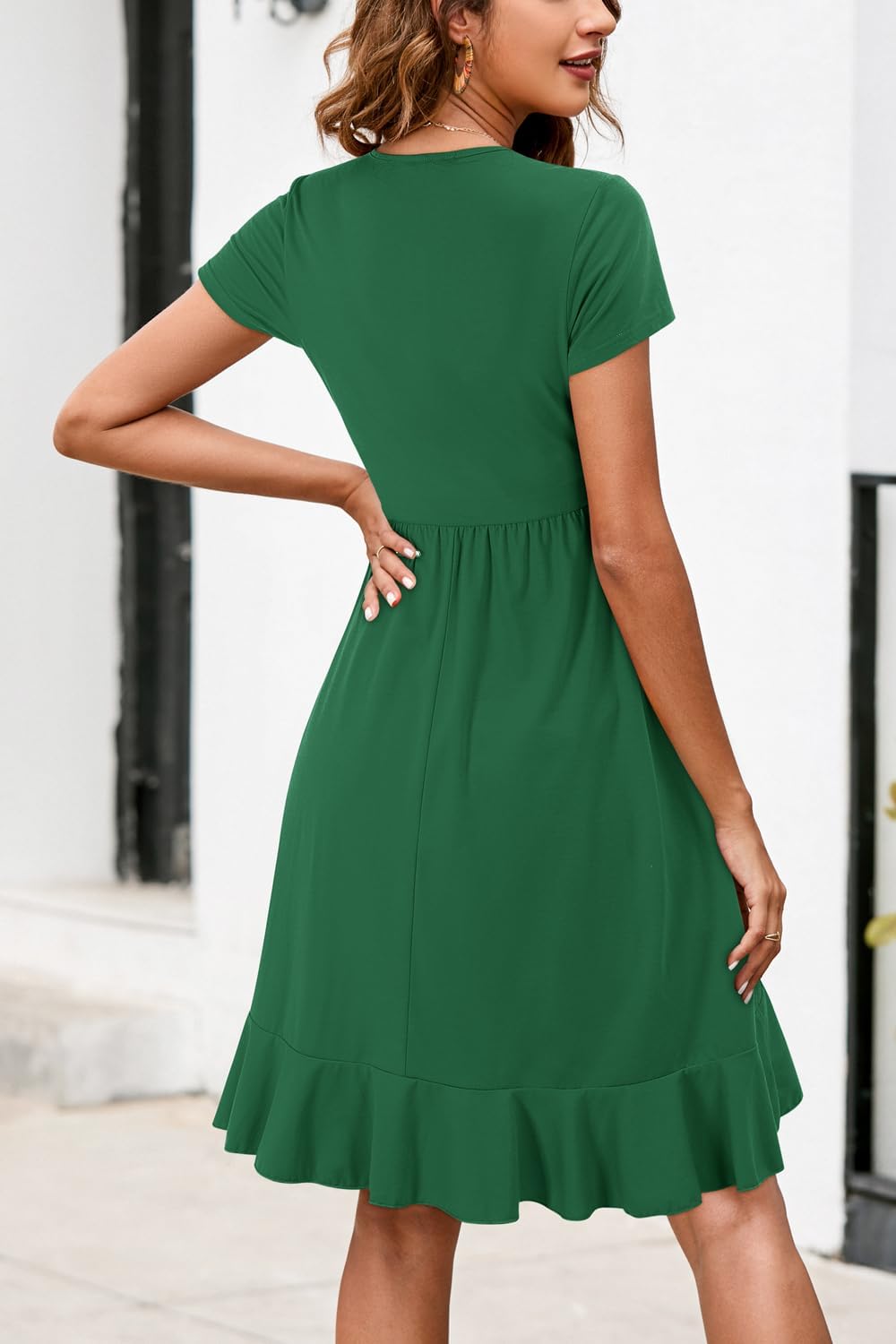 ULTRANICE Womens Summer Dresses Floral V Neck Ruffled Hem Spaghetti Spring Casual Beach Outfits Flowy Wrap Sun Dress