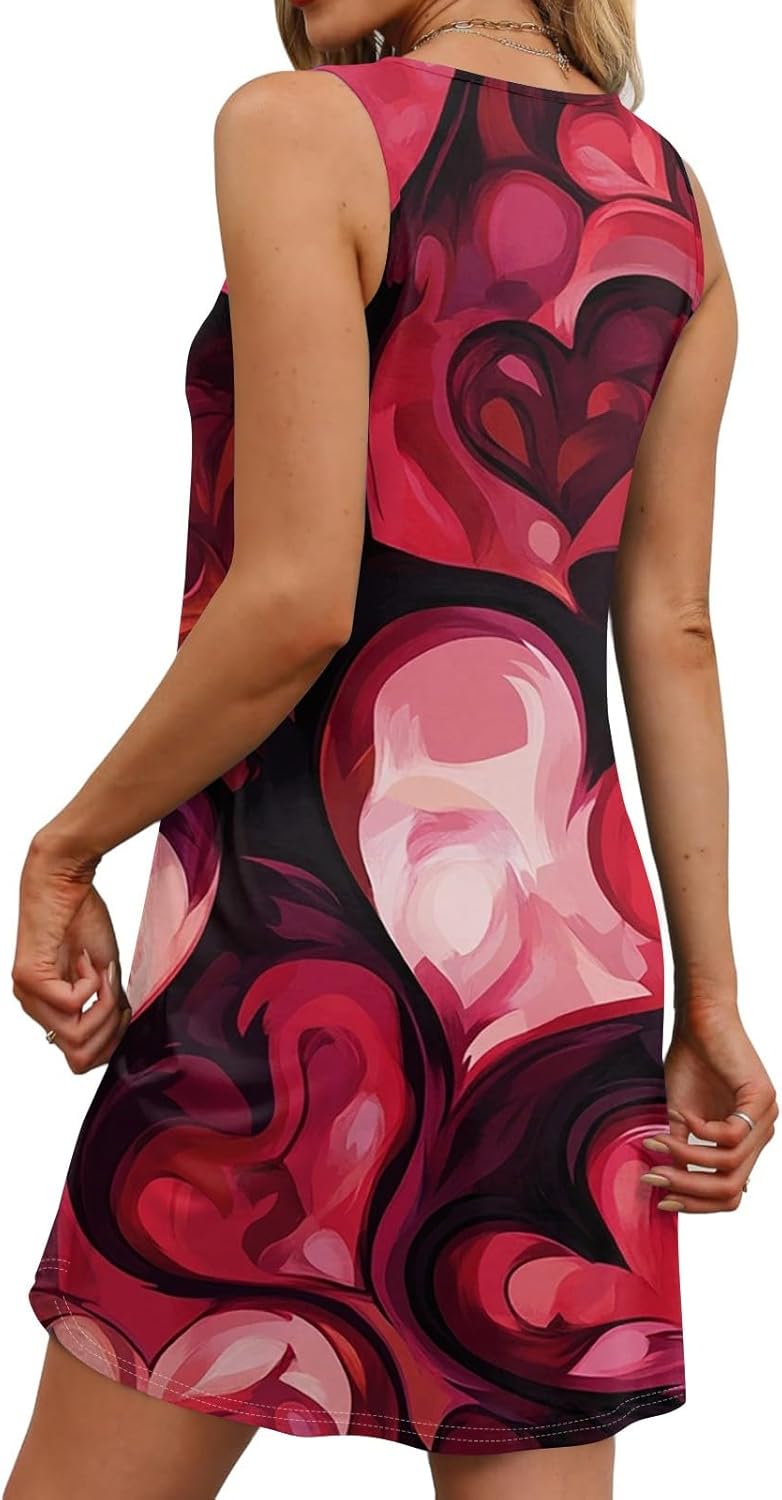 Women's Casual Sundress with Pockets Summer Boho Beach Dress,Holiday Hresses for Woment-Shirts Dress U Neck Loose Tank