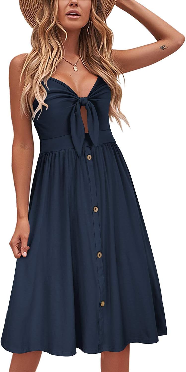 VOTEPRETTY Women's Summer Dresses Spring Sundresses Beach Clothes Outfit Vacation 2024 V Neck Casual Tropical Resort Hawaiian