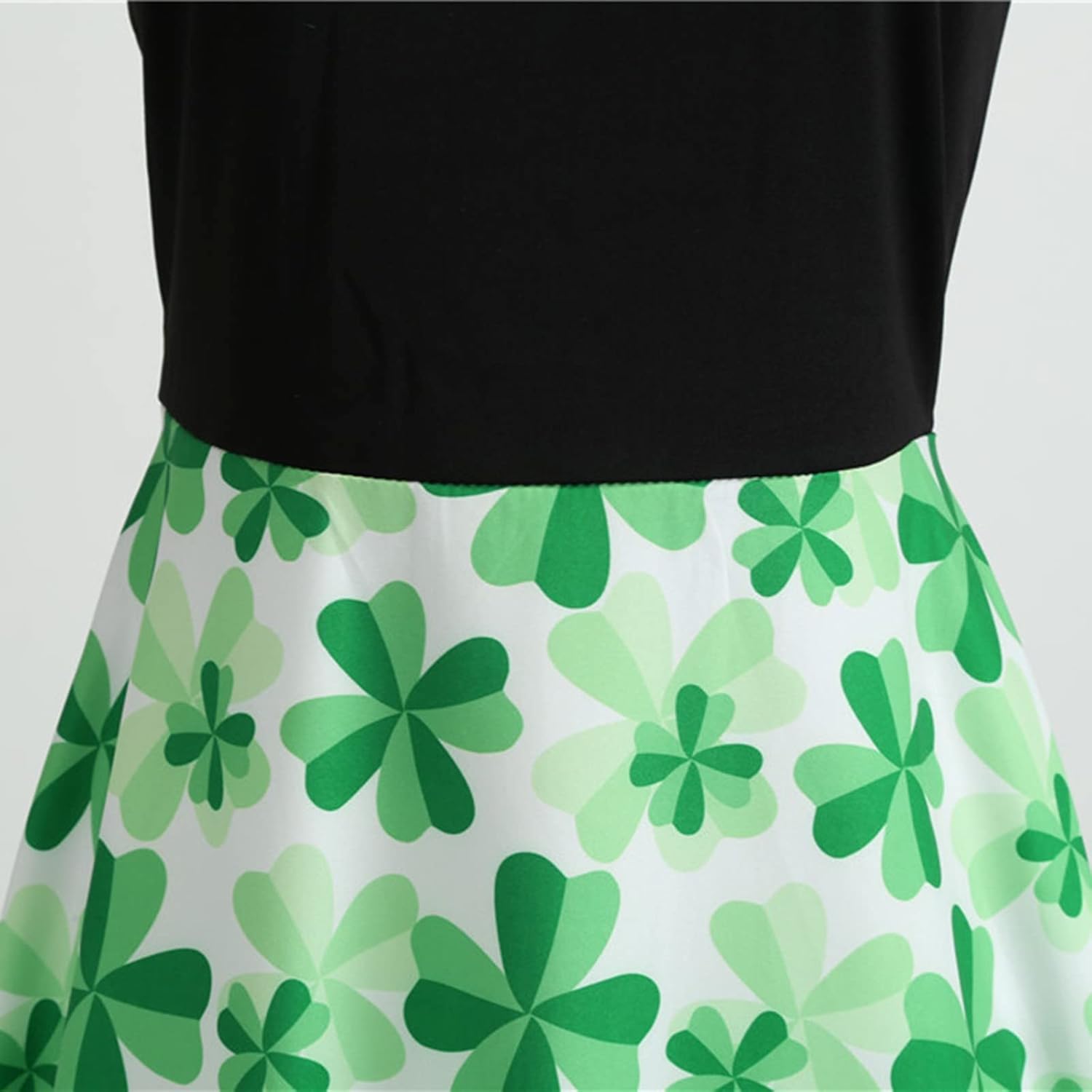 aihihe St Patricks Day Dress for Women A Line Pleated Hepburn Dress Lukcy Shamrock Print Irish Dress 2024 Vintage Dress