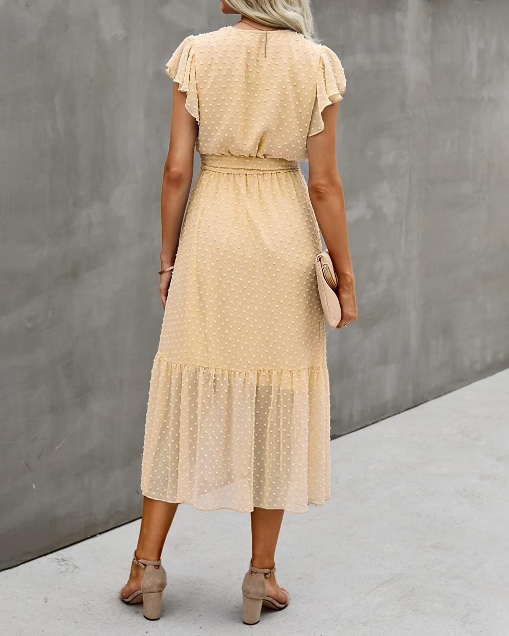 BTFBM Women Summer Bohemian Floral Casual Wrap V Neck Ruffle Cap Sleeveless Belt A-Line Pleated Hem Midi Sun Dress White