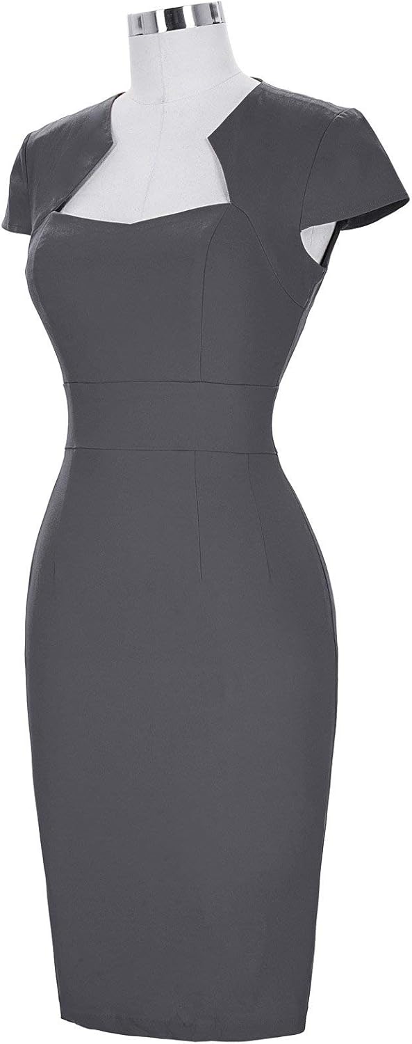 Grace Karin Womens 50s 60s Vintage Pencil Dress Bodycon Cap Sleeve Dress