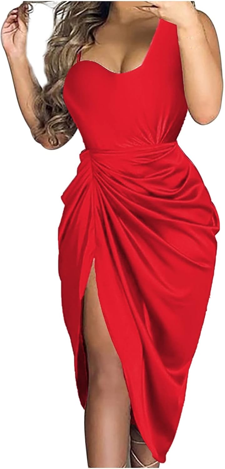 OIOLOYJM Prom Dresses 2025 Wedding Guest Dresses for Women Sexy Cocktail Formal Party One Shoulder Dresses for Women 2025