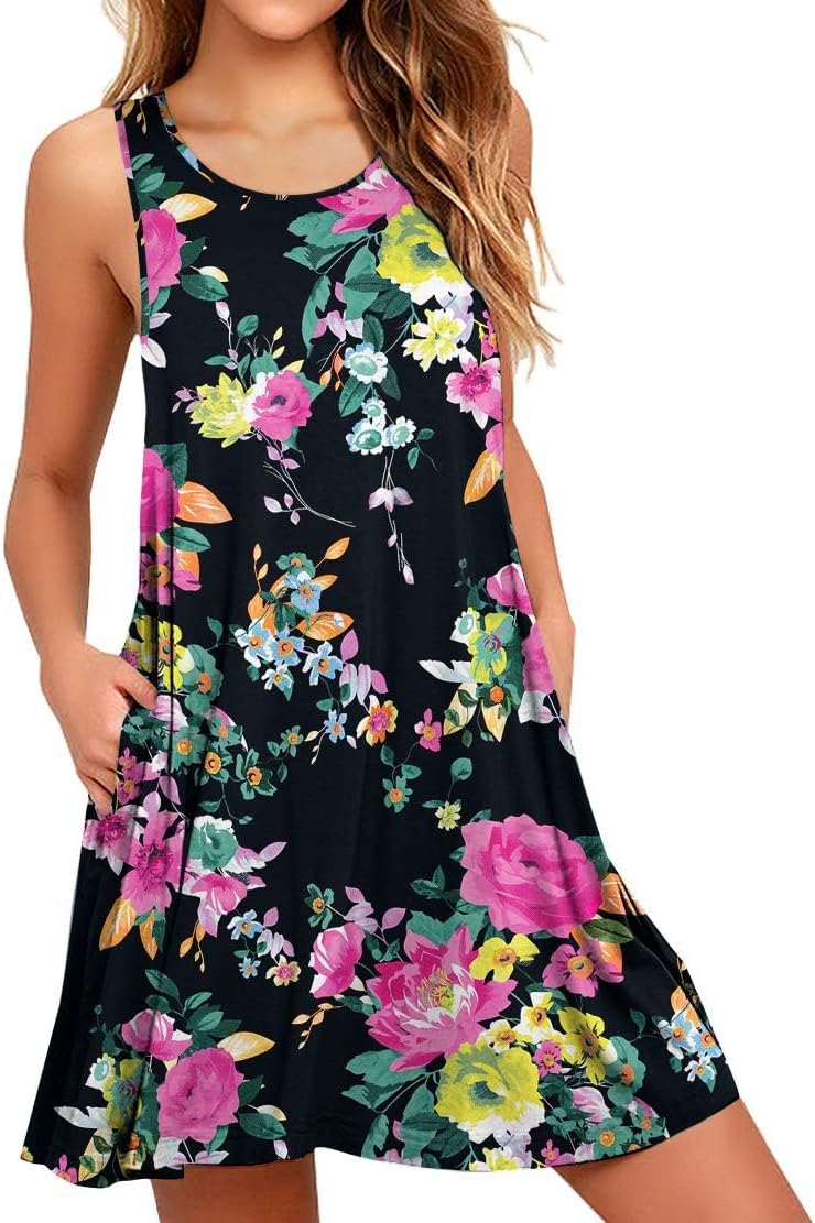 WEACZZY Women Summer Casual Swing T Shirt Dresses Beach Cover up Loose Dress
