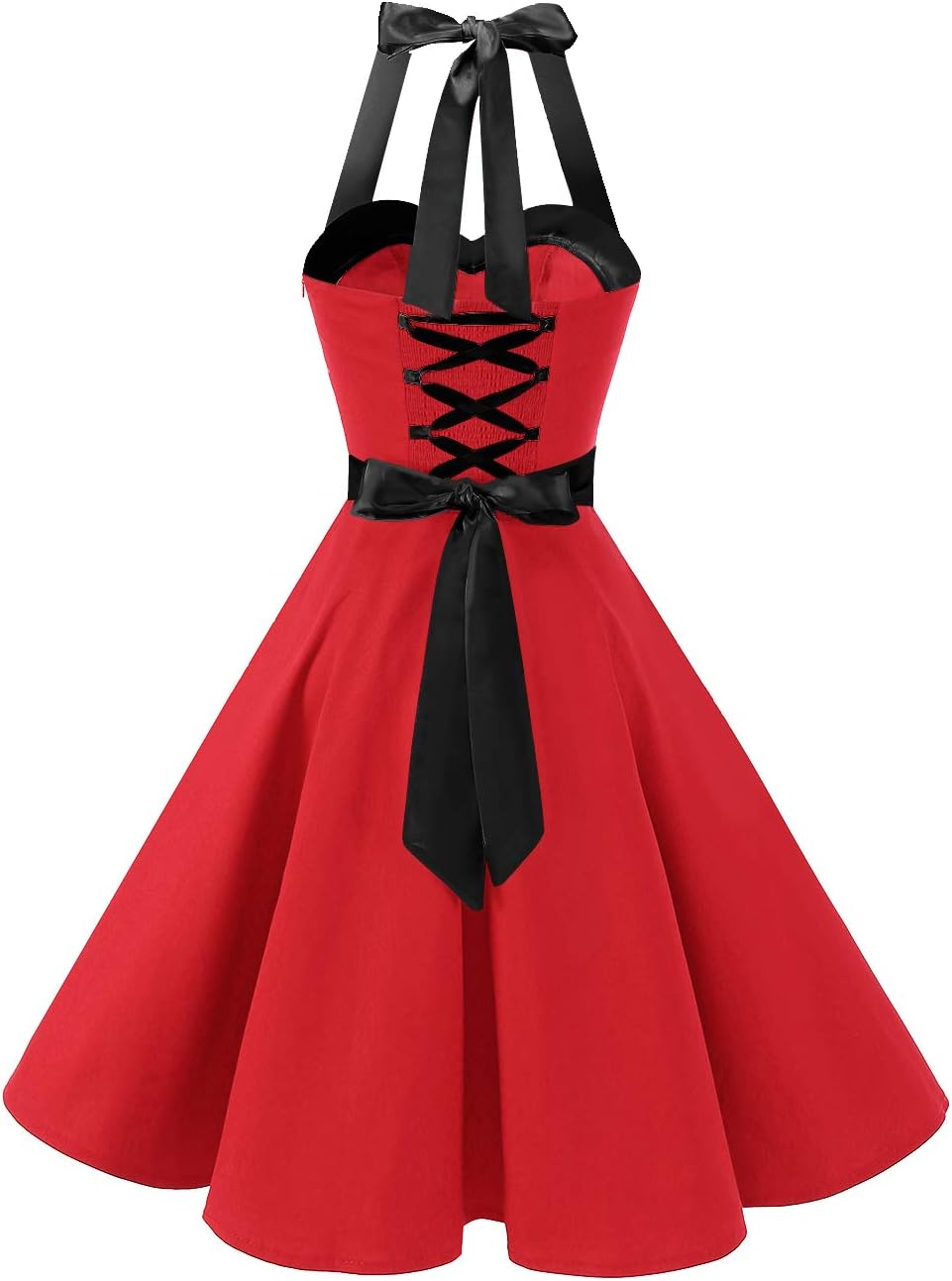 DRESSTELLS Women's Vintage 1950s Cocktail Party Dress Retro Wedding Guest Halter Rockabilly Swing Dresses