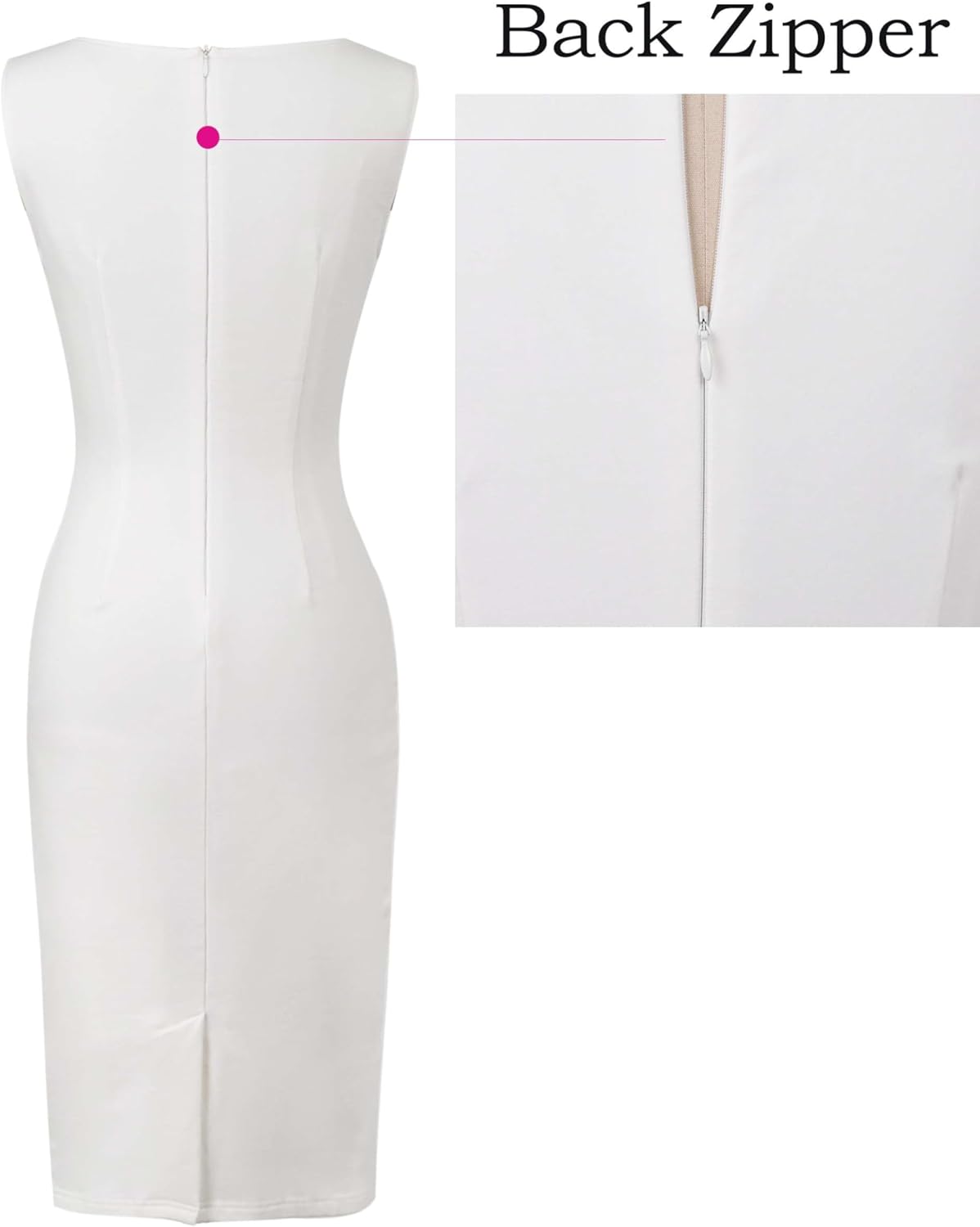 VFSHOW Womens Elegant Slim Front Zipper up Work Business Office Party Sheath Dress