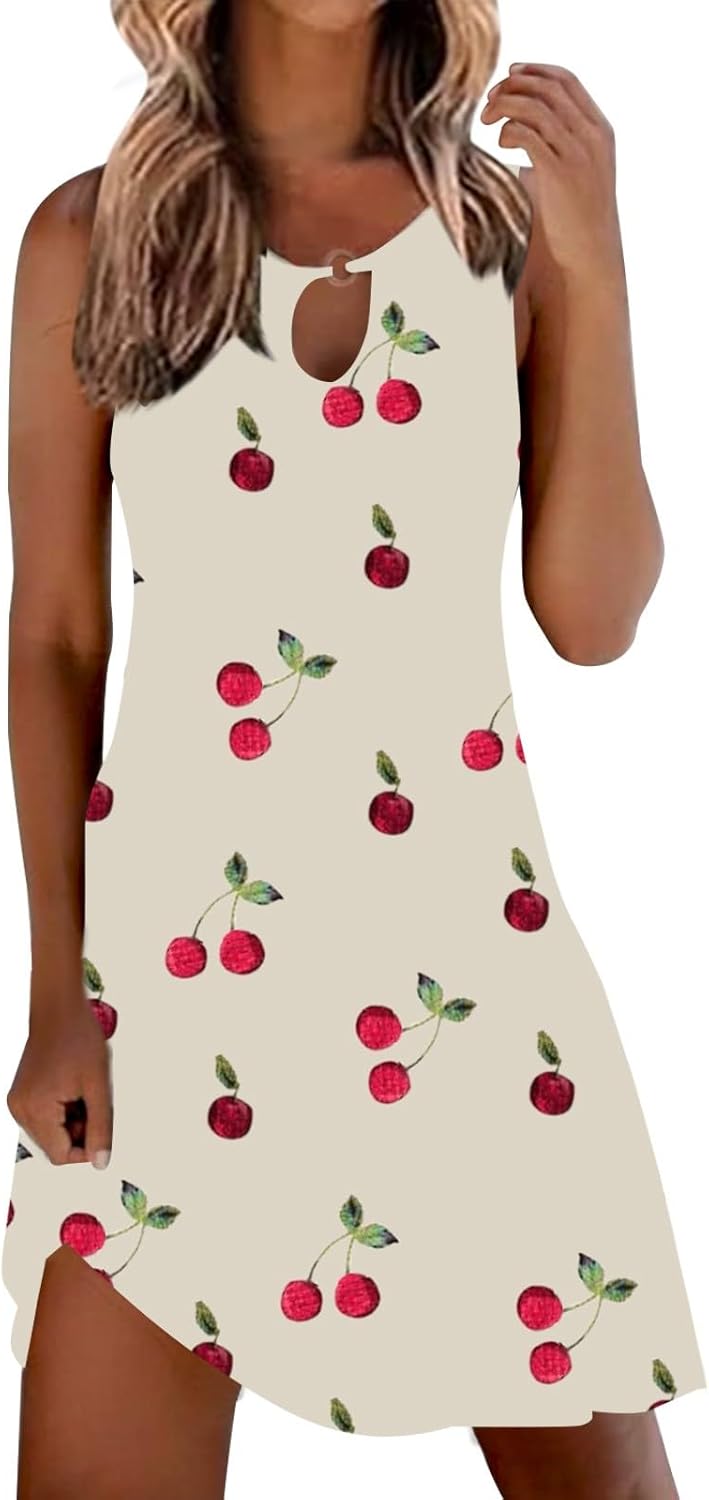 Summer Dresses for Women 2025 Vacation Beach Casual Vintage Midi Sundresses Sexy Sleeveless V Neck Boho Tank Dress
