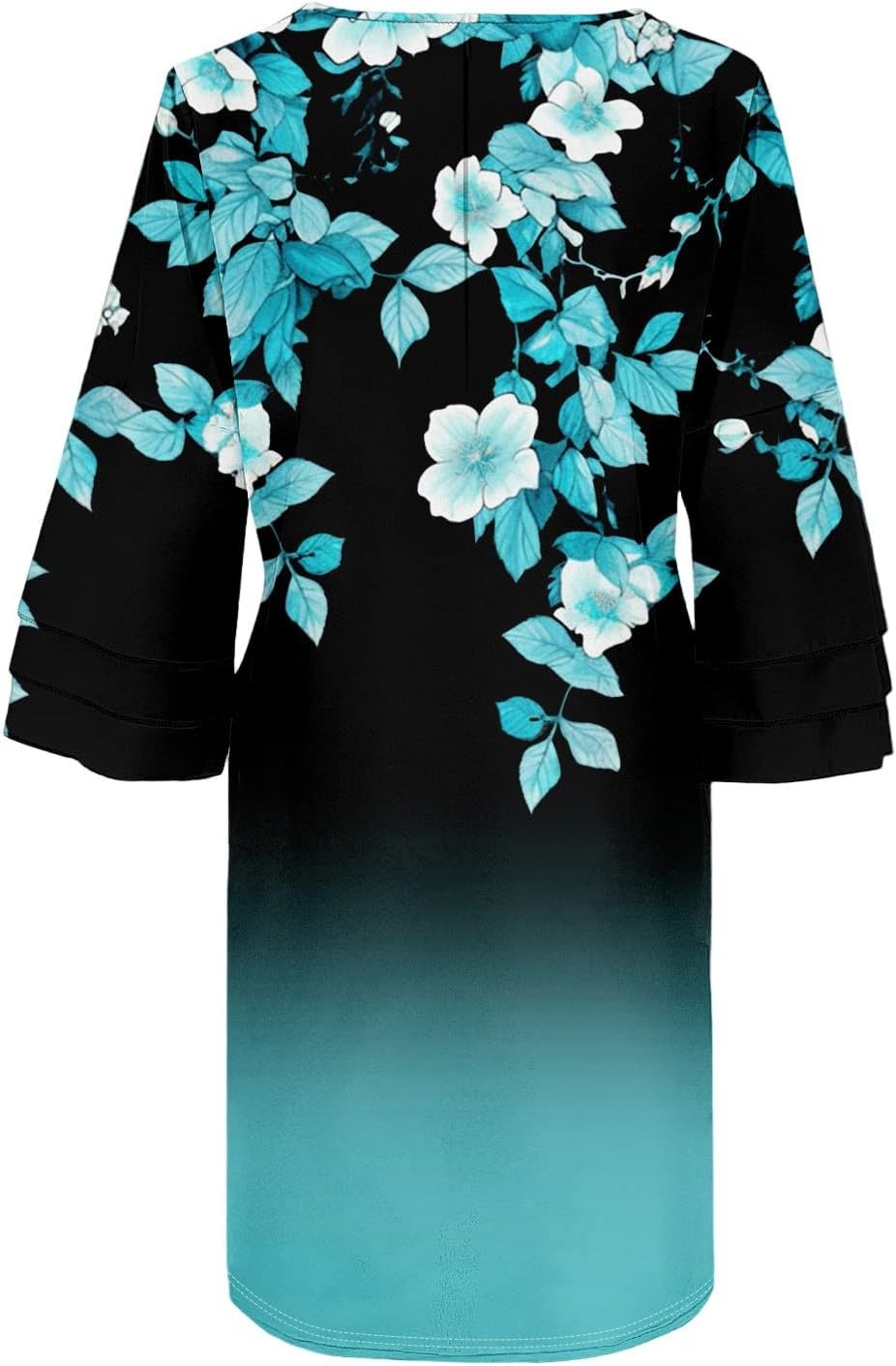 Beach Dresses for Women,2025 Summer Trendy Floral Print Boho Dress,Casual Loose V Neck Bell 3/4 Sleeve Mini Dress