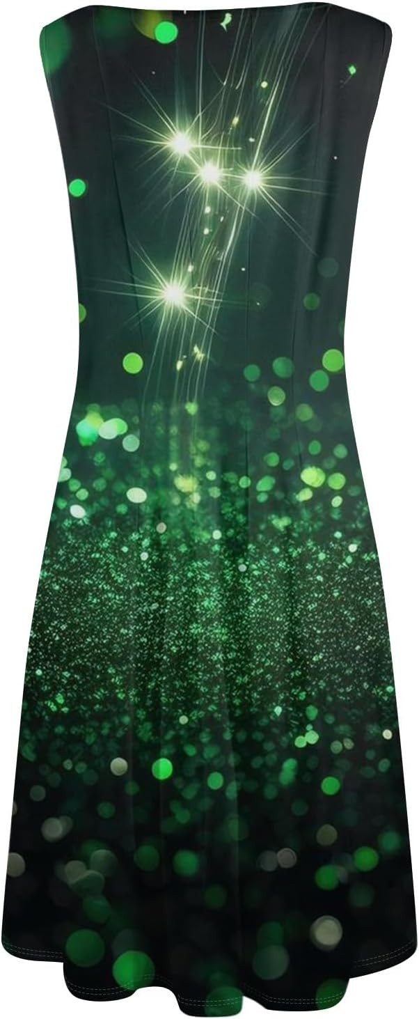 Womens Tank Sundress 2025 Casual Floral Print Tshirt Dress Swing Sleeveless Midi Dress Crewneck Pleated Summer Dresses