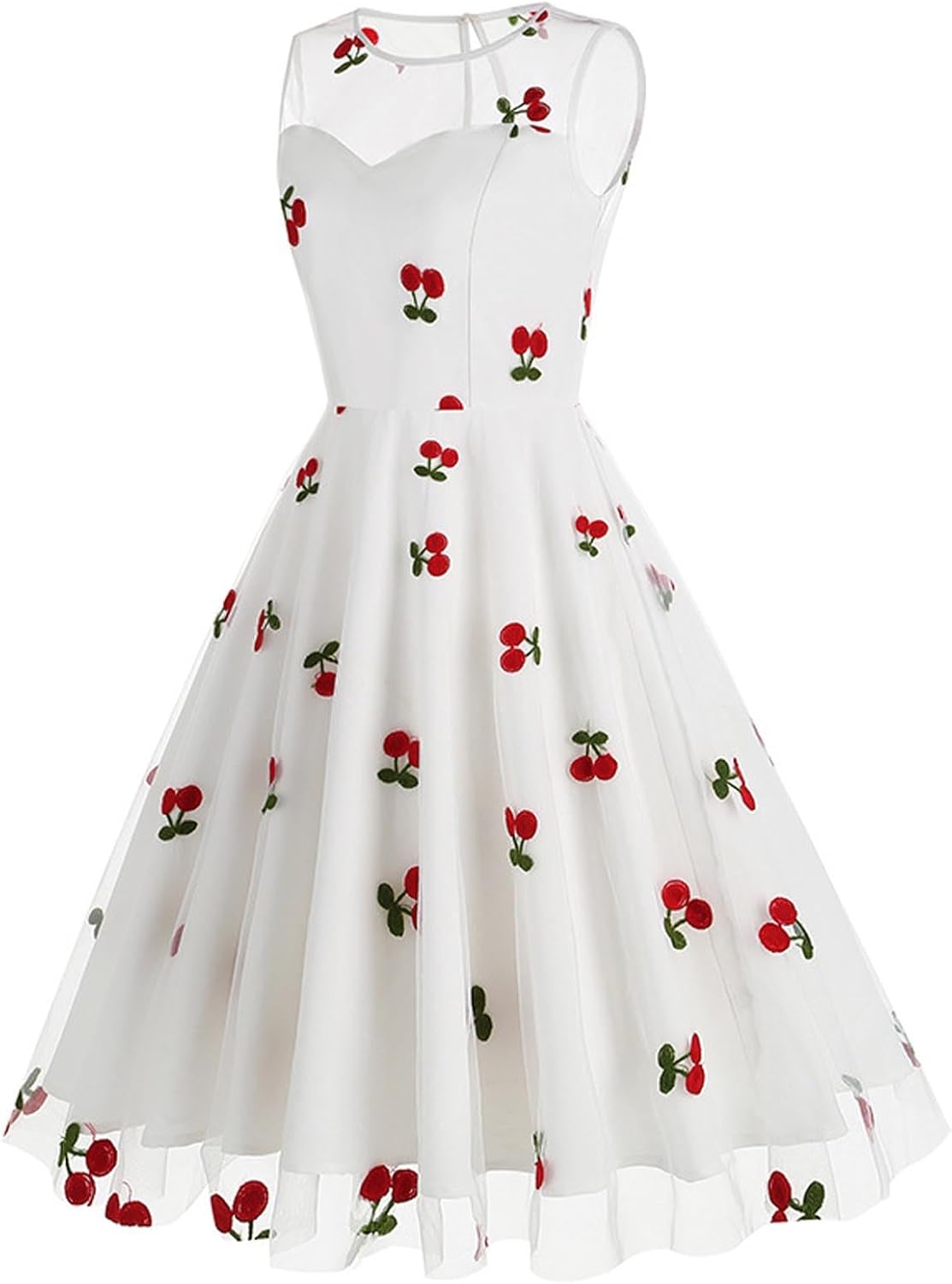 HGps8w Vintage Cocktail Dress for Women, Elegant Butterfly Embroidered Lace V Neck Sleeveless A-Line Party Swing Dresses