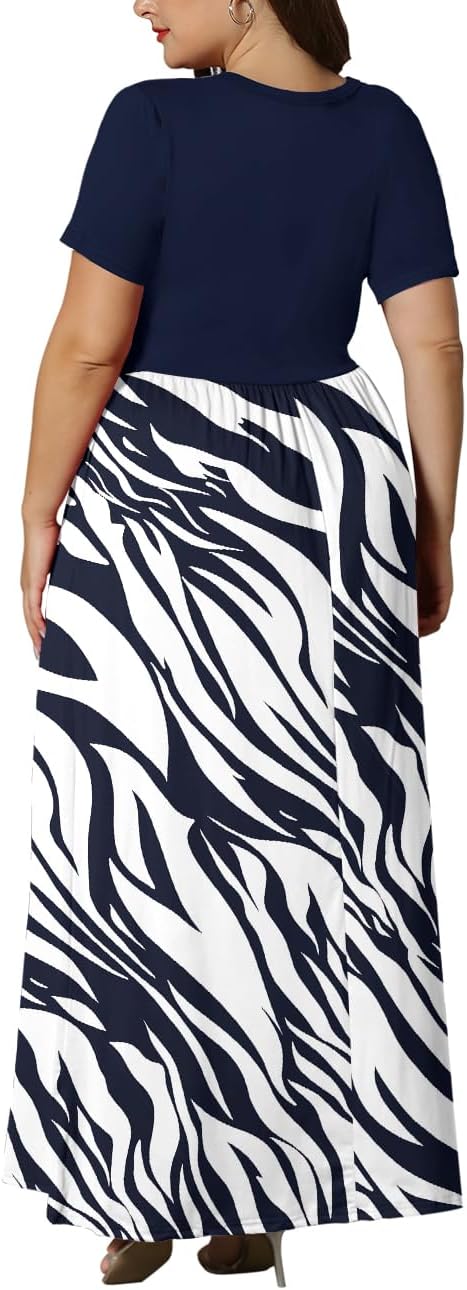 KARALIN Women’s Plus Size Maxi Dresses for Curvy Women Summer Casual Short Sleeve 2025 Long Dress 14W-26W