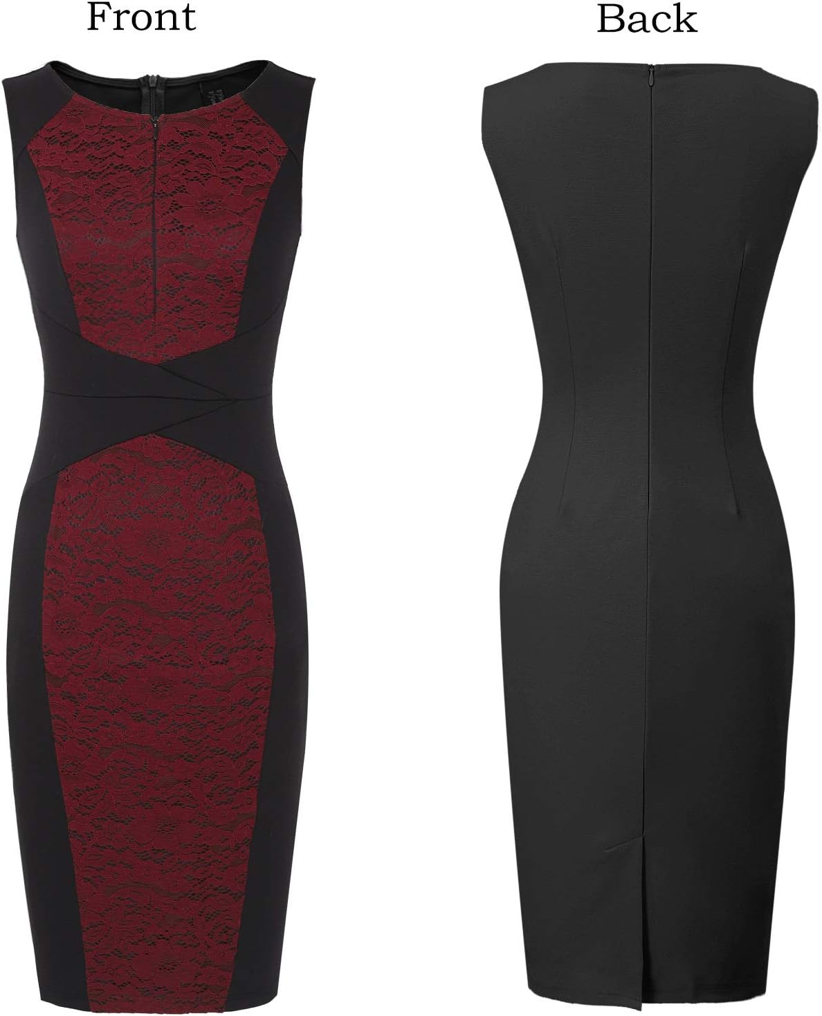 VFSHOW Womens Elegant Slim Front Zipper up Work Business Office Party Sheath Dress