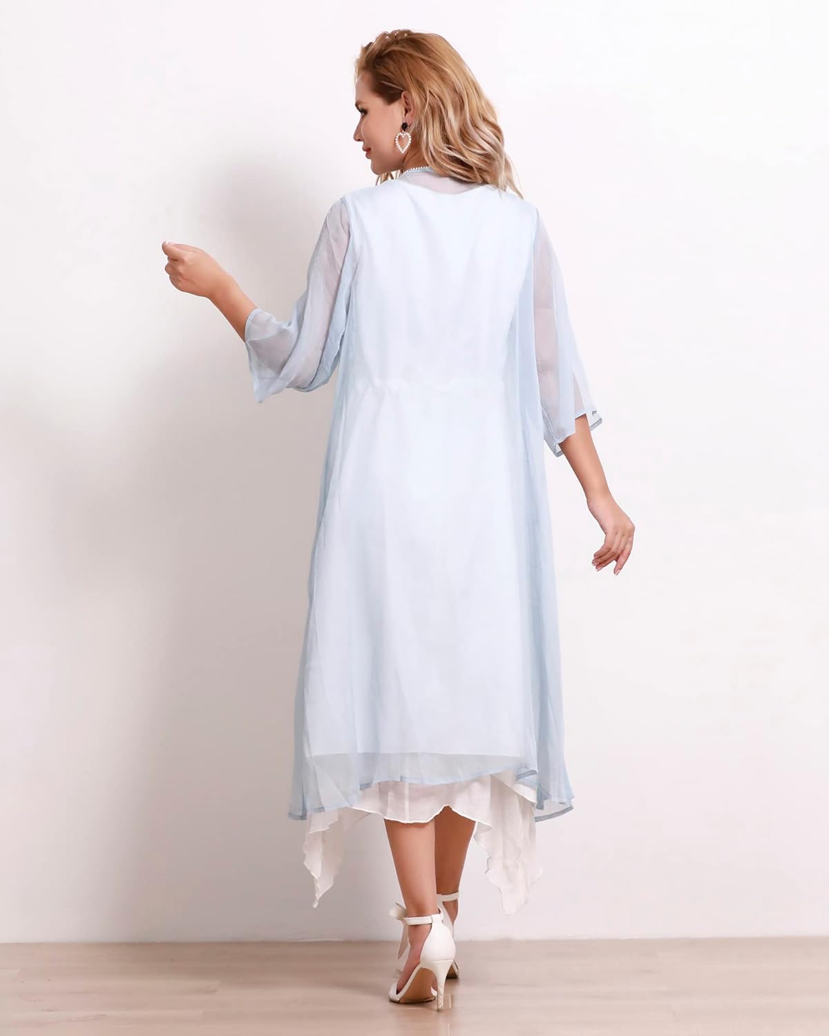 Honwenle Women's Linen Dress 2 Piece Outfit Floral Sleeveless Loose Maxi Summer Dresses with Jacket Formal Casual
