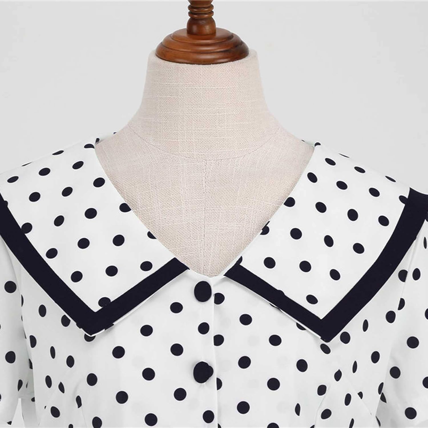 Women's Lapel Rockabilly Dress Cute Polka Dot Print Audrey Dress Button Down Vintage Cocktail Dress 1950s Fairy Dress