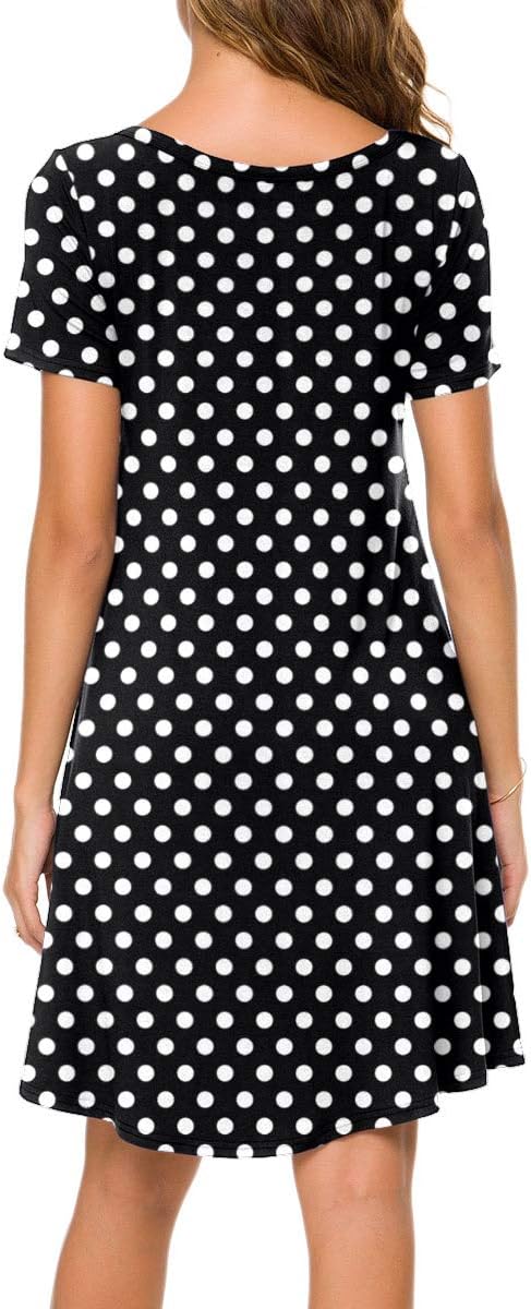 POPYOUNG 2025 Women's Summer Casual T-Shirt Dresses Crew Neck Beach Cover Up Sun Dress