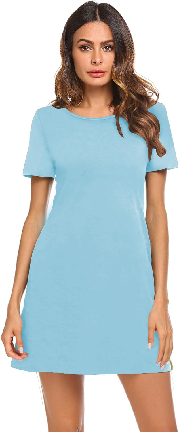 Feager Women's Casual Striped Criss Cross Short Sleeve T Shirt Dress