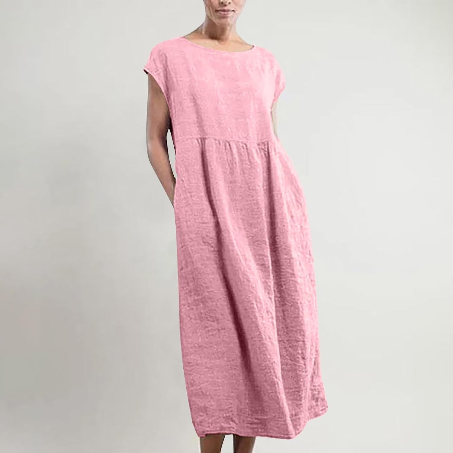 Linen Dresses for Women 2025 Summer Fashion Solid Color Sleeveless Dresses Beach Flowy Maxi Dresses Casual Sundress