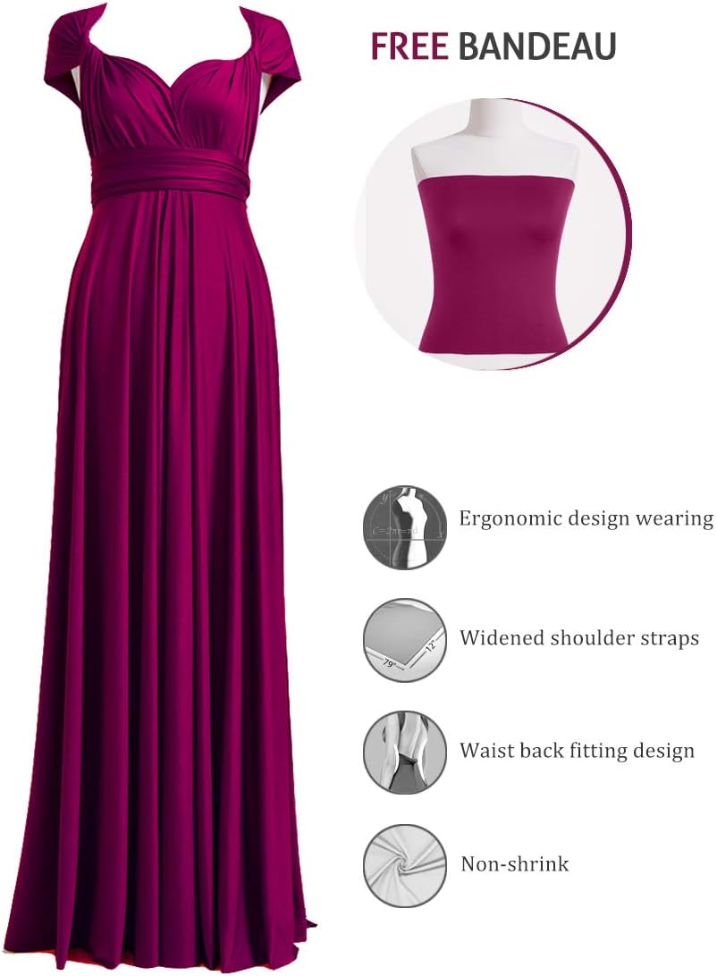 72styles Infinity Dress with Bandeau, Convertible Bridesmaid Dress, Long, Plus Size, Multi-Way Dress, Twist Wrap Dress