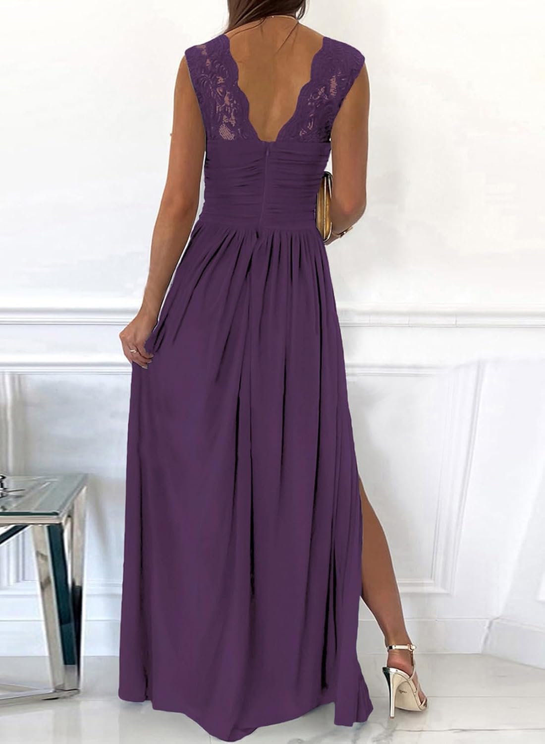 Dokotoo Womens 2025 Formal Dresses Wrap V-Neck Ruched Sexy Bridesmaid Wedding Guest Maxi Dresses