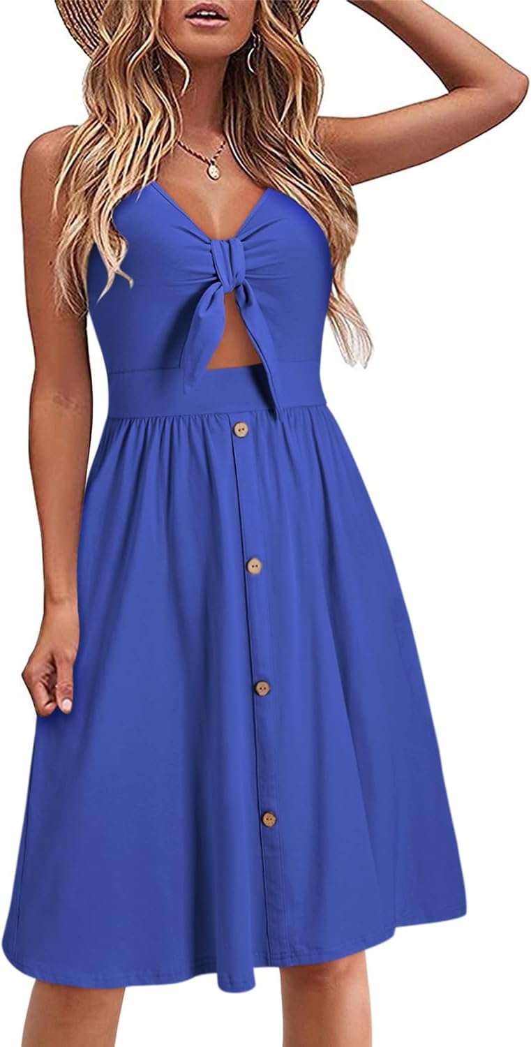 VOTEPRETTY Women's Summer Dresses Spring Sundresses Beach Clothes Outfit Vacation 2024 V Neck Casual Tropical Resort Hawaiian