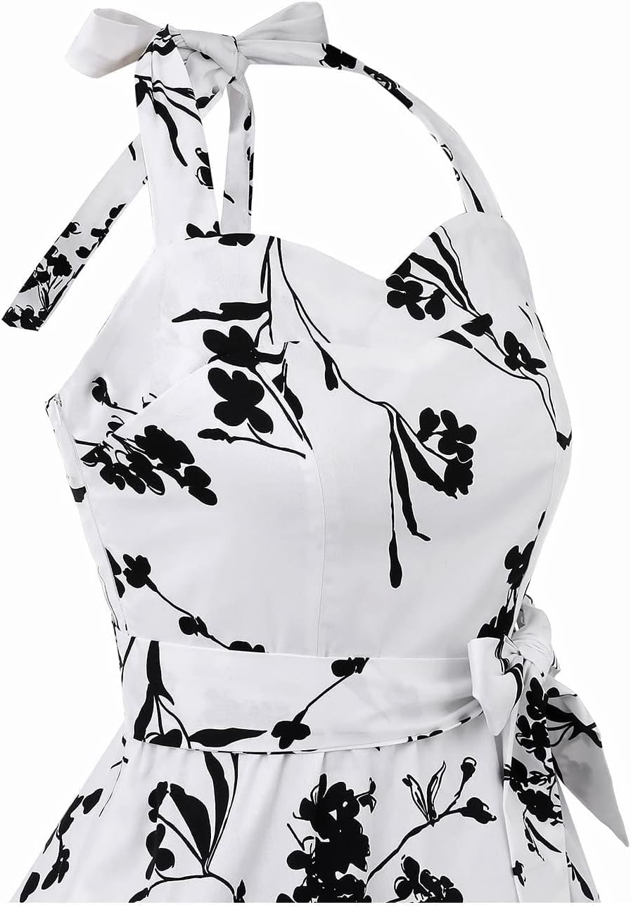 Topdress Women'sVintage Polka Audrey Dress 1950s Halter Retro Cocktail Dress
