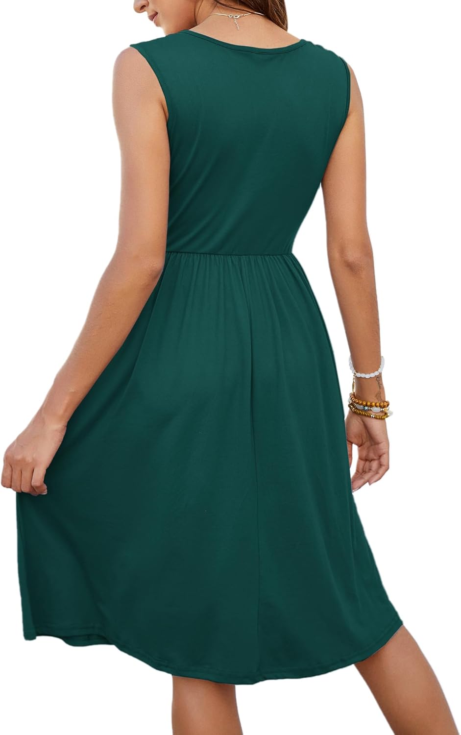 MOLERANI Women Summer Dresses Sleeveless Casual Loose Swing Button Down Midi Dress with Pockets