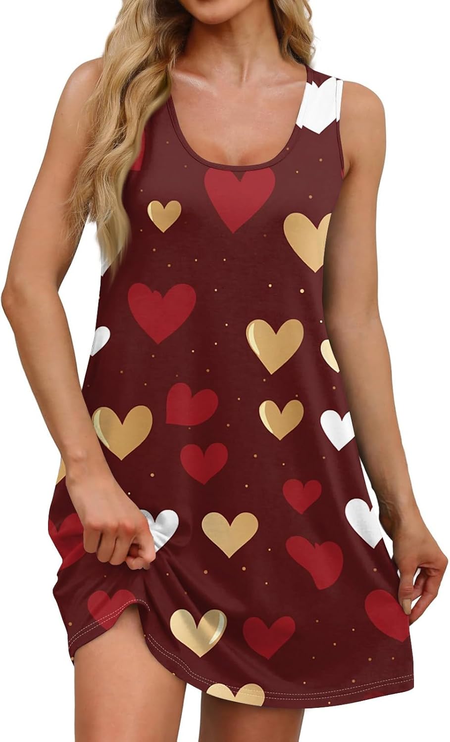 Women's Casual Sundress with Pockets Summer Boho Beach Dress,Holiday Hresses for Woment-Shirts Dress U Neck Loose Tank