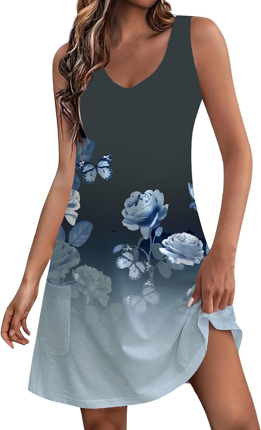 Summer Dresses for Women 2024 Vacation Trendy Sundresses Sleeveless Floral Boho Mini Dress Casual Beach Cover Ups