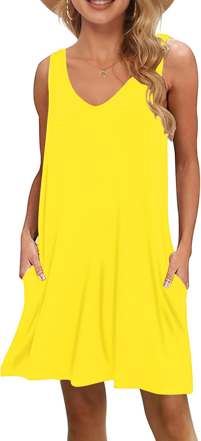 MISFAY Women's Summer Casual T Shirt Dresses Beach Cover up Tank Dress