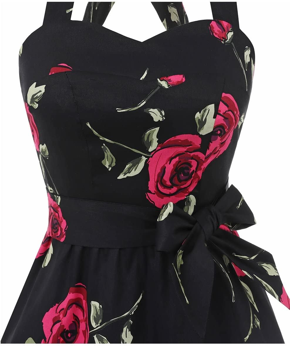 Topdress Women'sVintage Polka Audrey Dress 1950s Halter Retro Cocktail Dress
