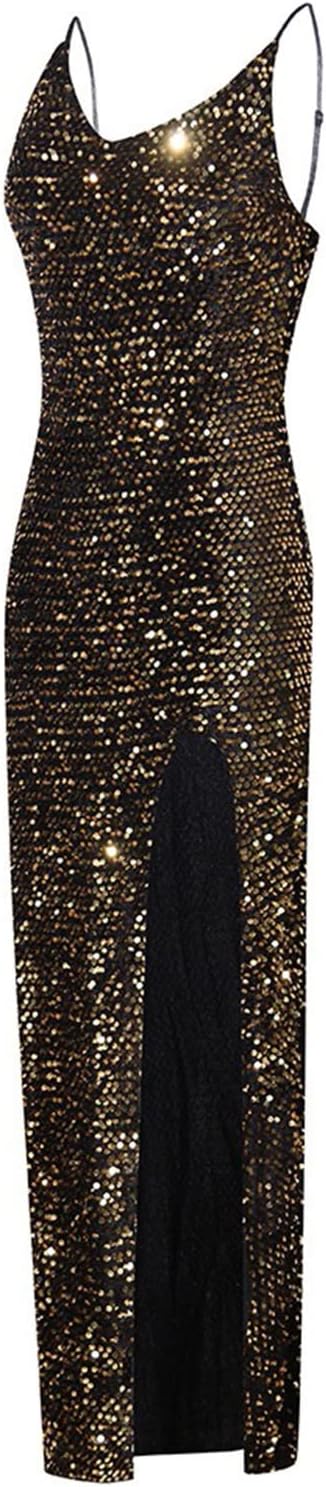 Spaghetti Straps Sequin Prom Dresses Long Mermaid Glitter Backless Evening Party Gowns Slit Wedding Guests Dresses