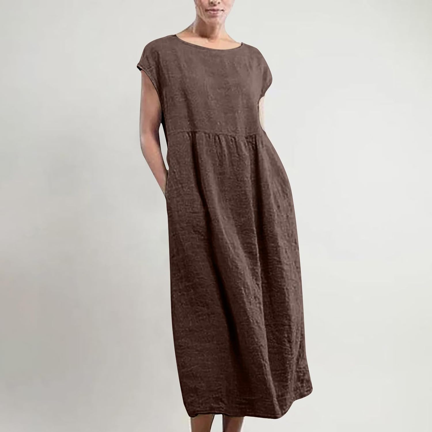 Linen Dresses for Women 2025 Summer Fashion Solid Color Sleeveless Dresses Beach Flowy Maxi Dresses Casual Sundress