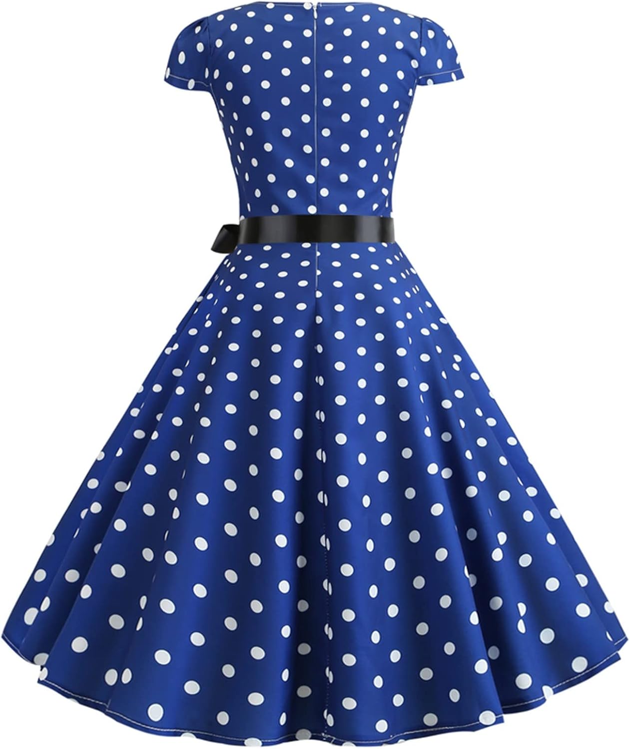 Women Double Breasted Notch Lapel 50s Vintage Short Sleeve Cocktail Swing Dress Polka Dot 1950s Rockabilly Prom Dress