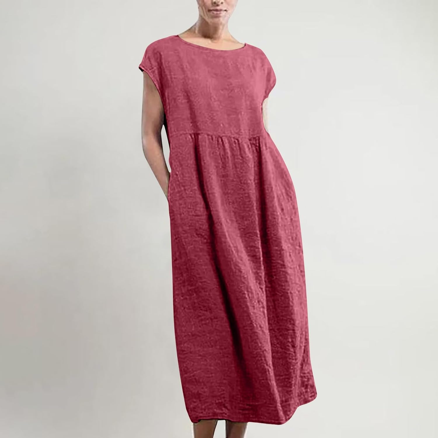 Linen Dresses for Women 2025 Summer Fashion Solid Color Sleeveless Dresses Beach Flowy Maxi Dresses Casual Sundress