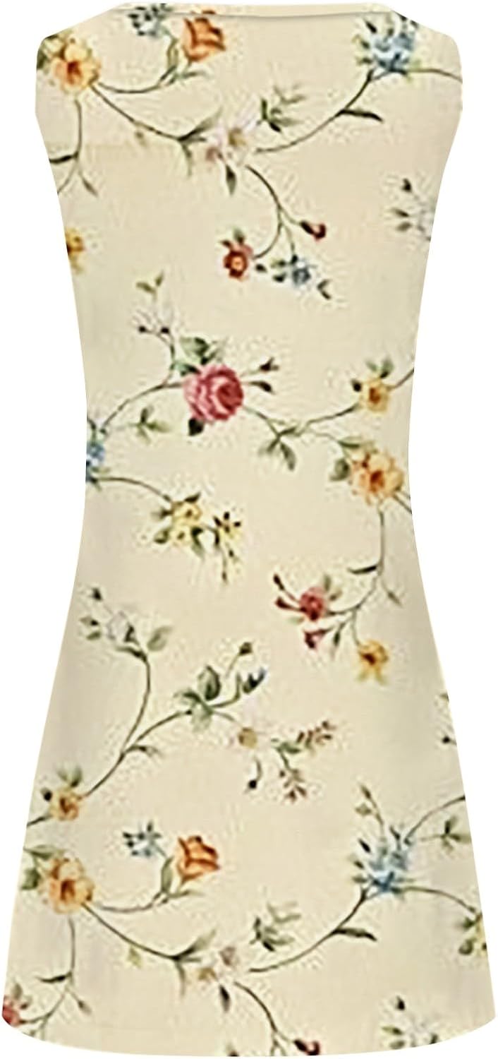 Summer Dresses for Women 2025 Vacation Beach Casual Vintage Midi Sundresses Sexy Sleeveless V Neck Boho Tank Dress