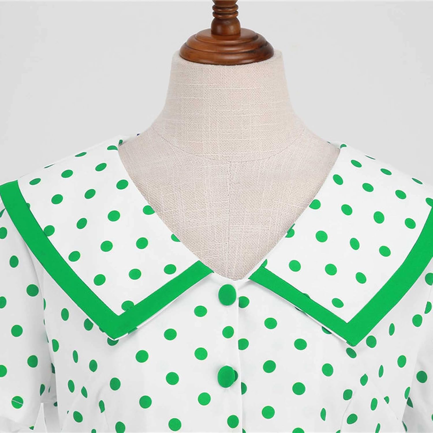 Women's Lapel Rockabilly Dress Cute Polka Dot Print Audrey Dress Button Down Vintage Cocktail Dress 1950s Fairy Dress