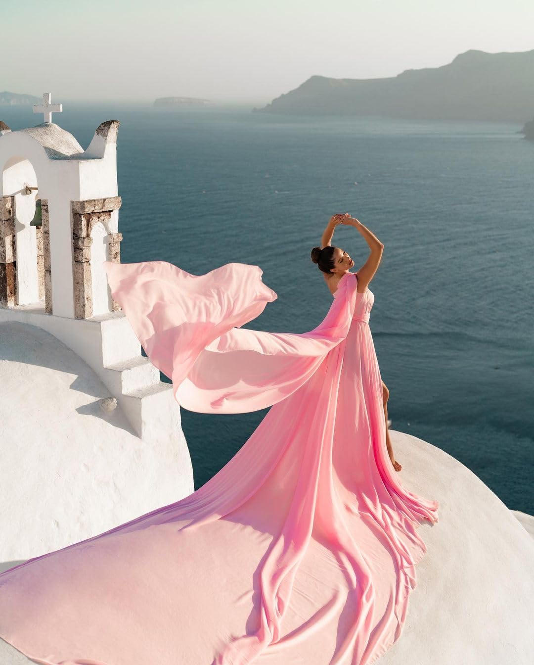One shoulder dress | Photography Dress| Long Flying Dress | Flying Dress for Photoshoot| Long Train Dress | Photoshoot Dress | Flowy Dress | Satin Dress | Santorini Flying Dress