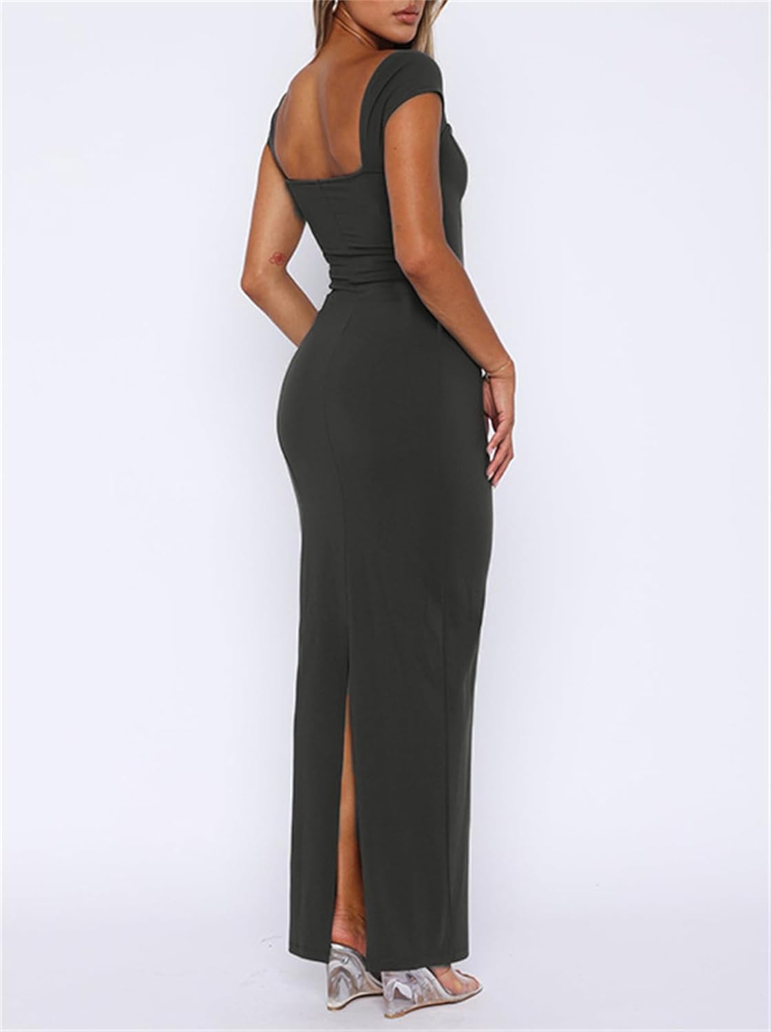 Hafailia Women's Casual Soft Lounge Long Slip Dress Sexy Sleeveless Bodycon Maxi Dresses Evening Formal Cocktail