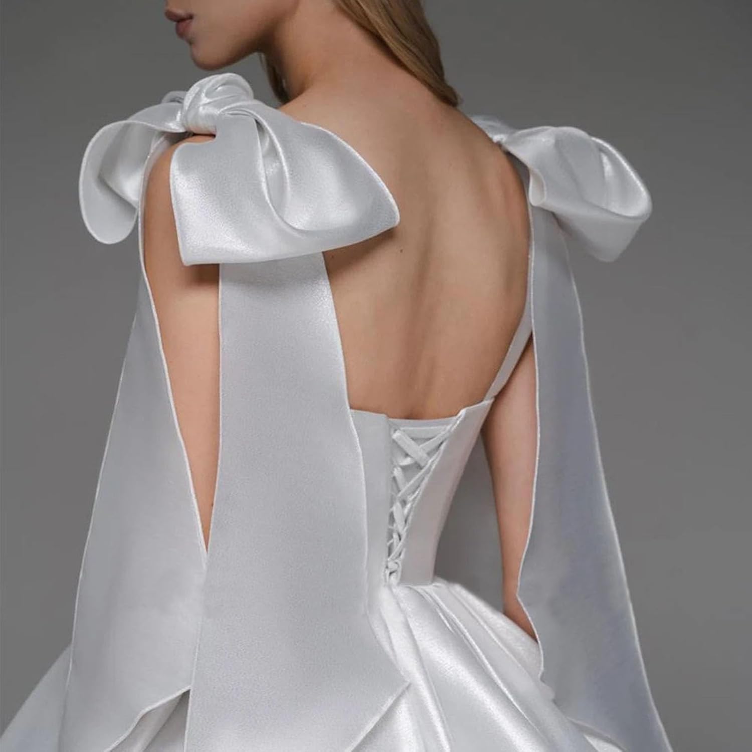 Short Graduation Dress Adjustable Bow Straps Mini Prom Gown Corset Back Birthday Dress for Women with Pockets