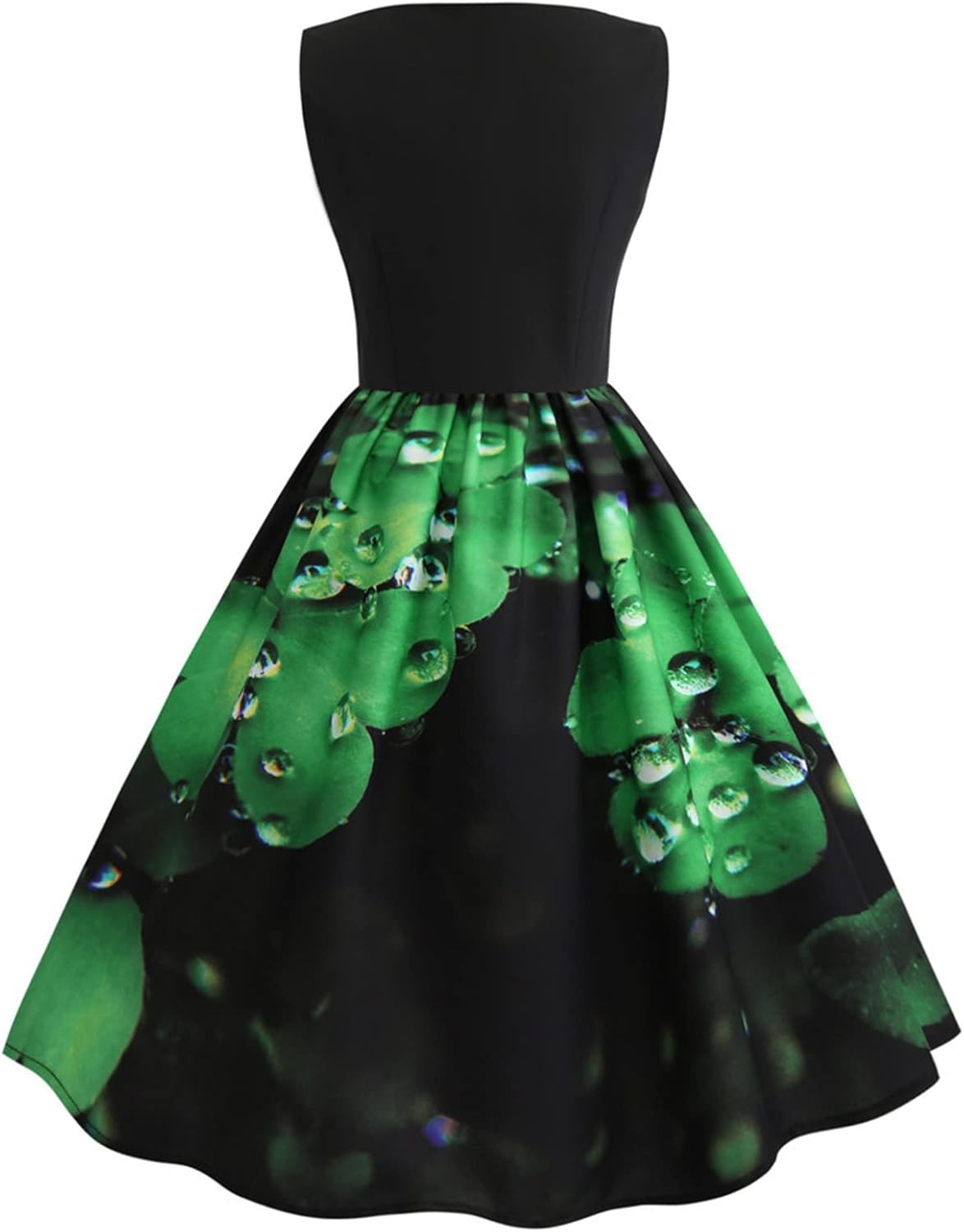 aihihe St Patricks Day Dress for Women A Line Pleated Hepburn Dress Lukcy Shamrock Print Irish Dress 2024 Vintage Dress