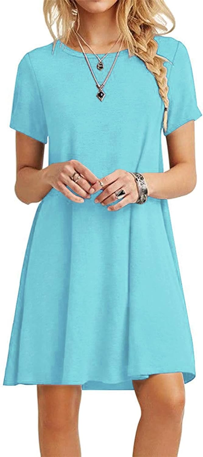 MOLERANI Women's Casual Plain Simple T-Shirt Loose Dress