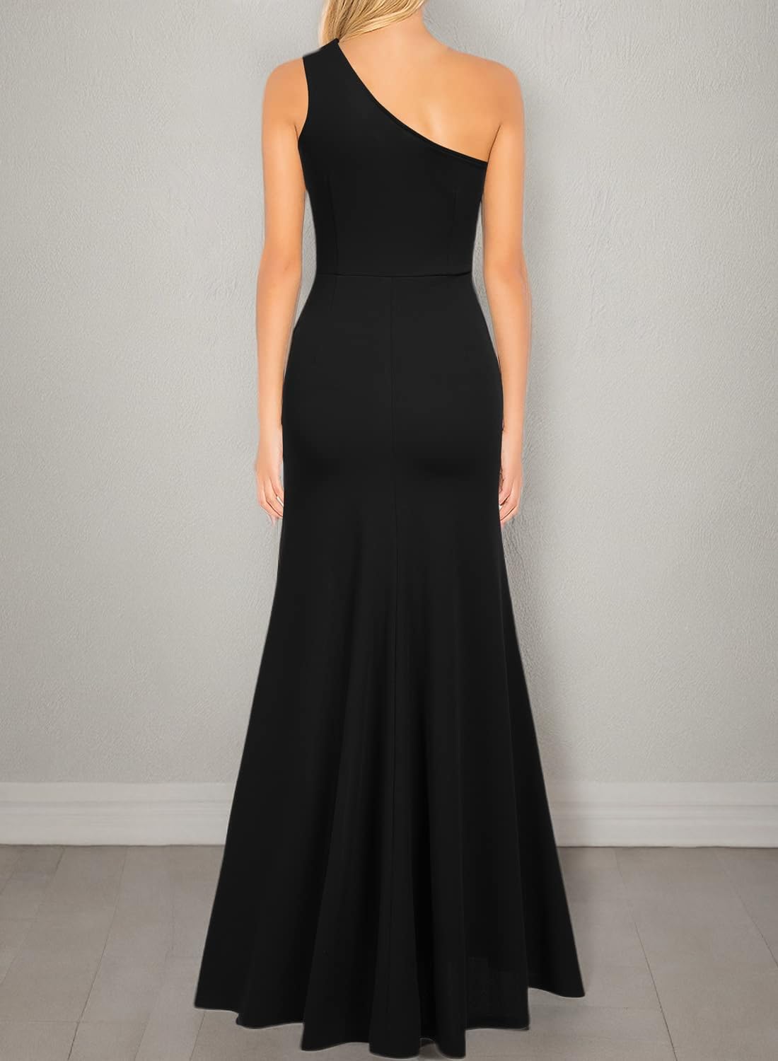 WOOSEA Women's One Shoulder Sleeveless Split Bodycon Mermaid Evening Cocktail Long Dress