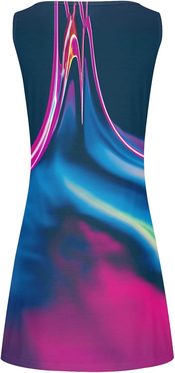 Summer Dresses for Women 2024 Casual Sleeveless Tank Dress Vintage Floral Print a-Line Beach Sundresses