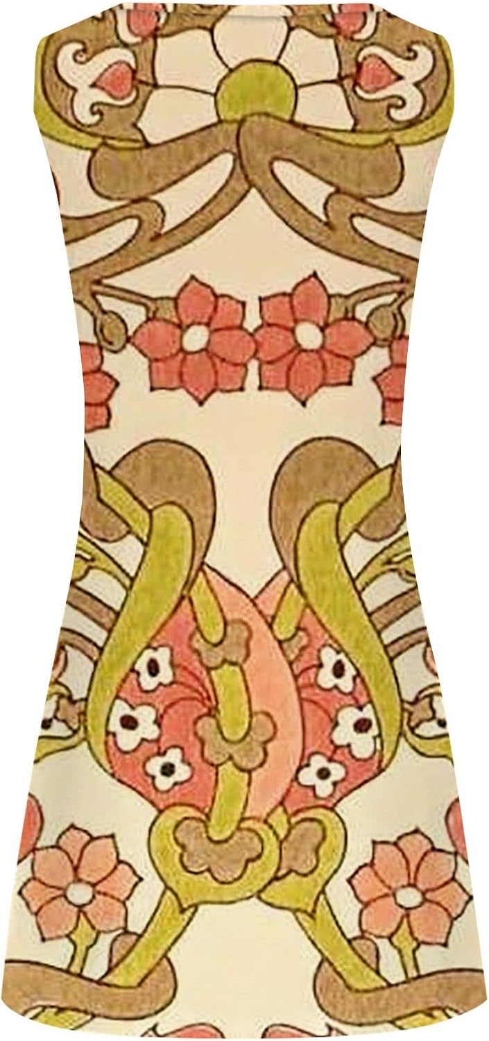 Summer Dresses for Women 2025 Vacation Beach Casual Vintage Midi Sundresses Sexy Sleeveless V Neck Boho Tank Dress