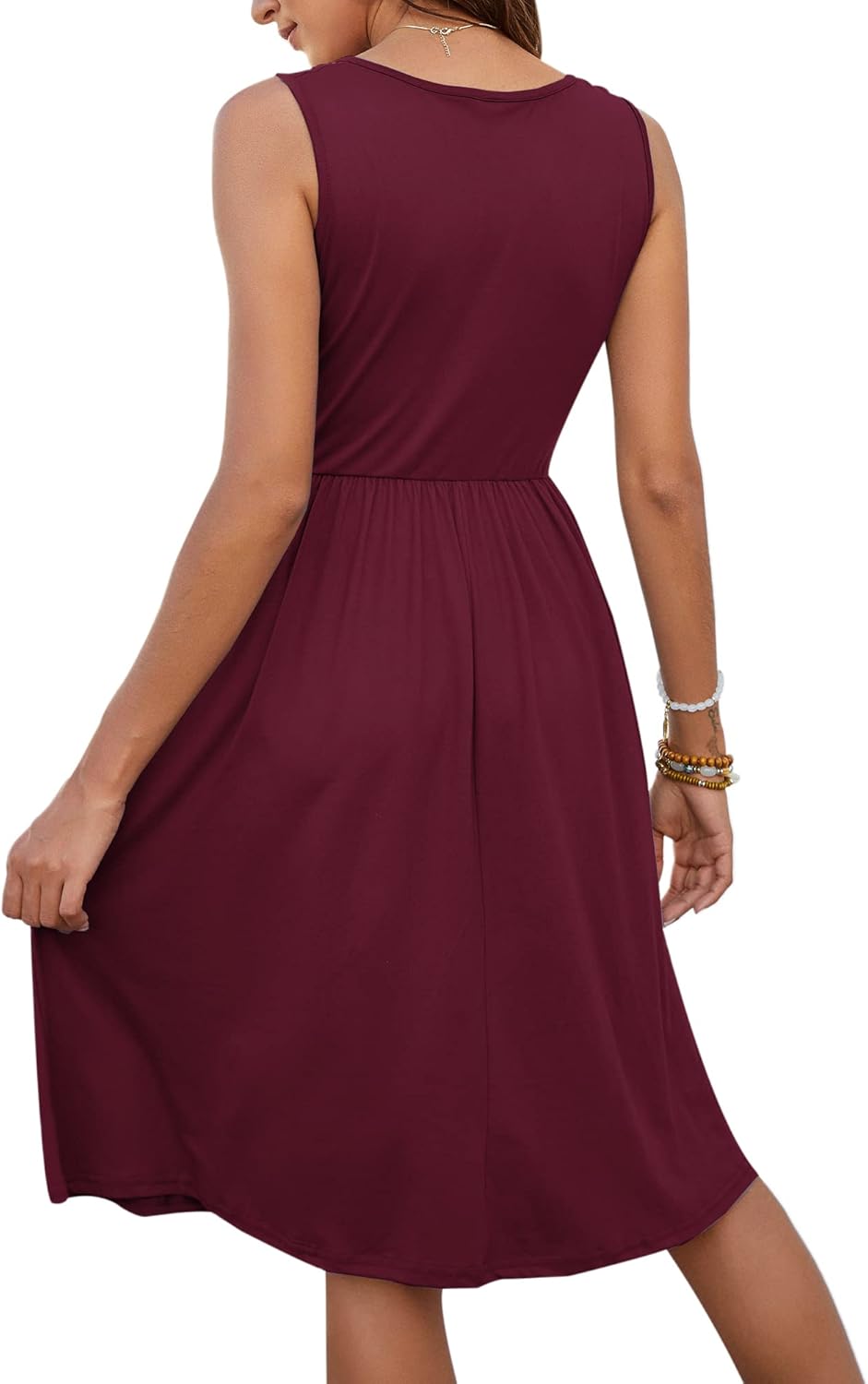 MOLERANI Women Summer Dresses Sleeveless Casual Loose Swing Button Down Midi Dress with Pockets