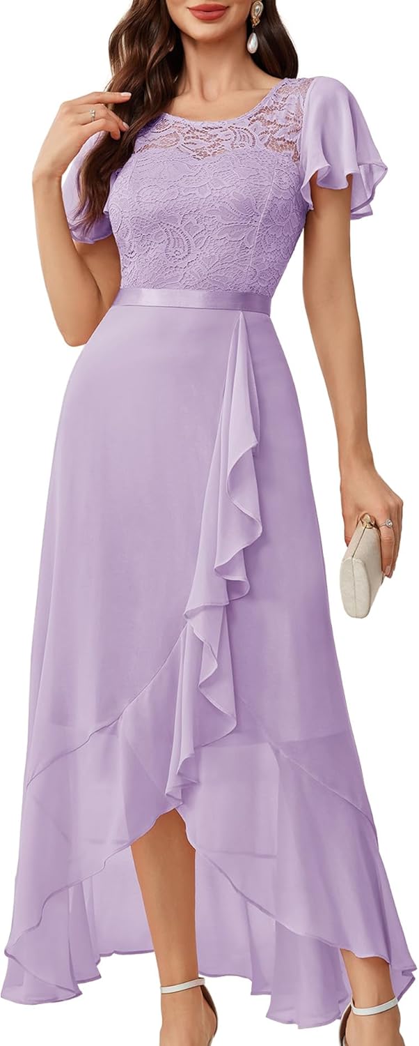 BeryLove Formal Dresses for Women 2025 Wedding Guest with Slit Cocktail Elegant Lace Long Prom Dress