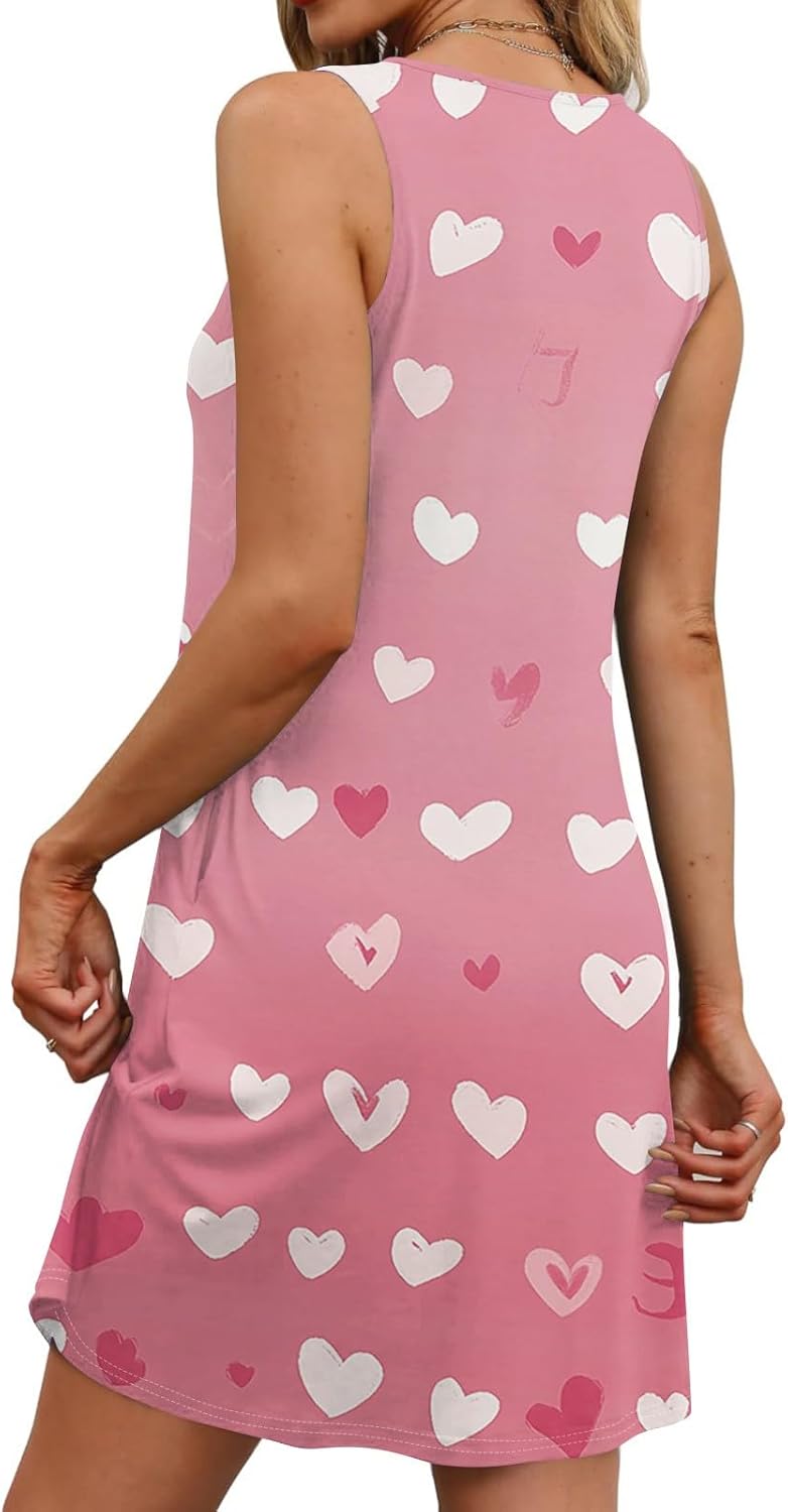 Women's Casual Sundress with Pockets Summer Boho Beach Dress,Holiday Hresses for Woment-Shirts Dress U Neck Loose Tank